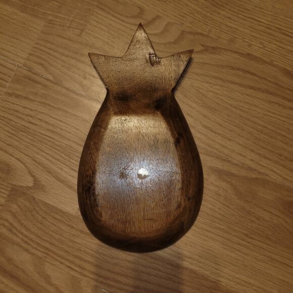 Vtg Wooden Teak Pineapple Serving Platter Trinket Dish Catch All Keys Jewelry - Picture 2 of 5